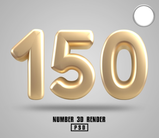 3d render número 150 estilo dorado