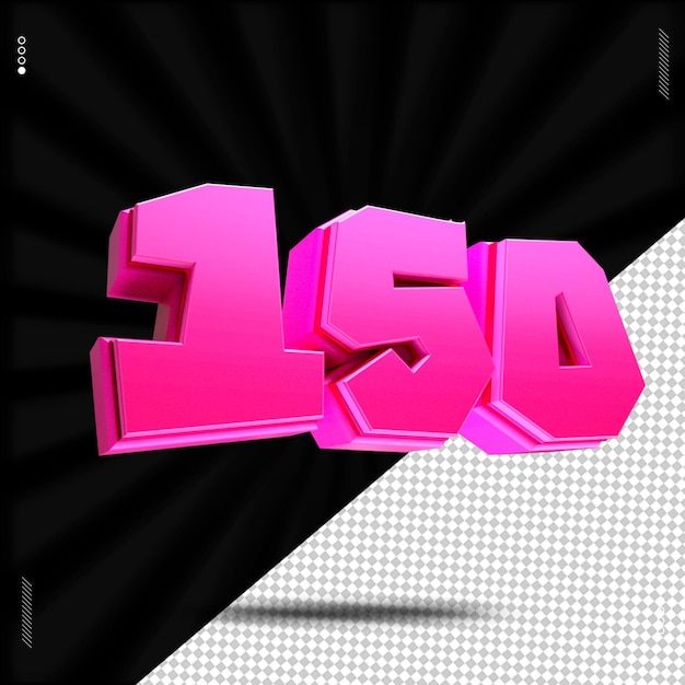 3d render número 150 fuente rosa
