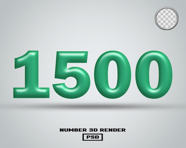 3D render número 1500 tosca color brillante