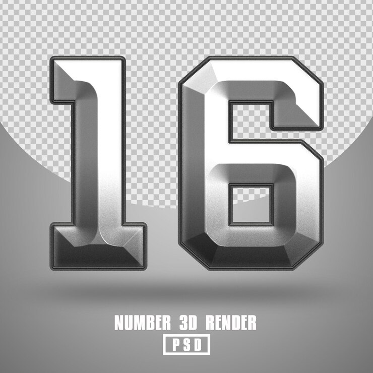 PSD 3d render número 16 estilo metal