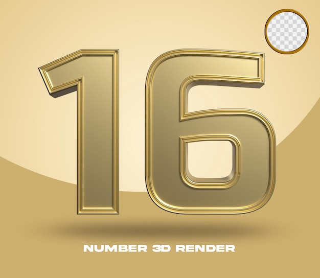 3d render número 16 oro