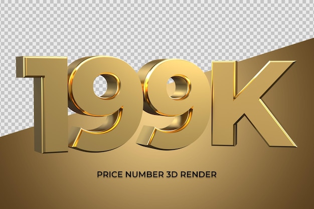 3d render número 199K oro estilo