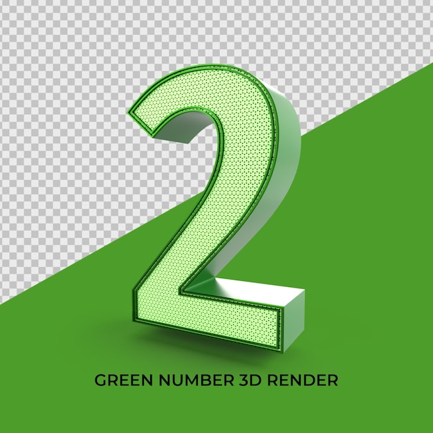 3d render número 2 color verde