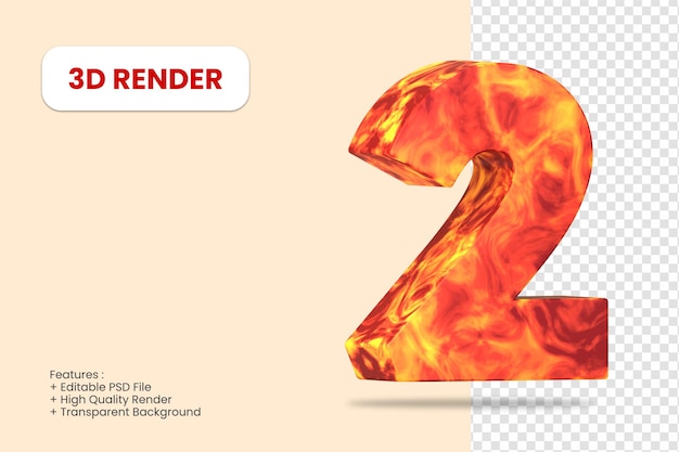3d render número 2 con textura abstracta aislado