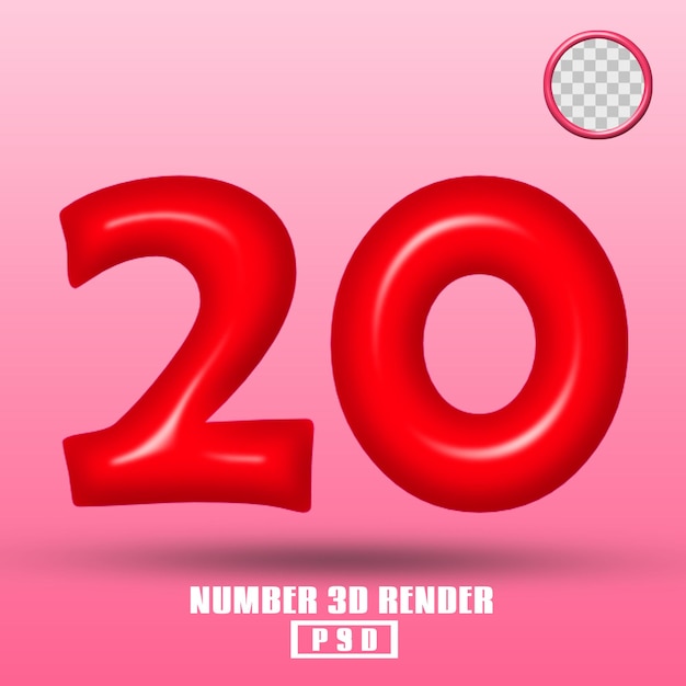 3D render número 20 color rojo
