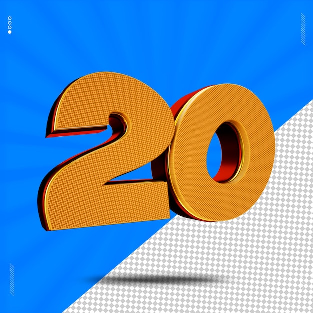 3d render numero 20 font wafer