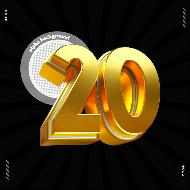 3d render número 20 fuente azul