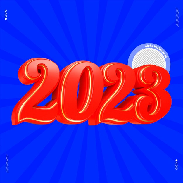 3D render número 2023 fonte vermelha