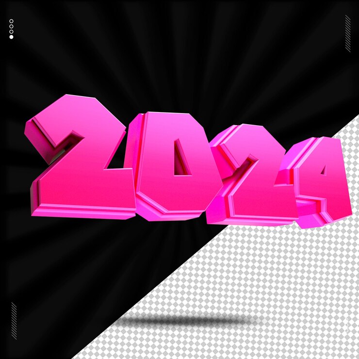 PSD 3d render número 2024 fuente rosa