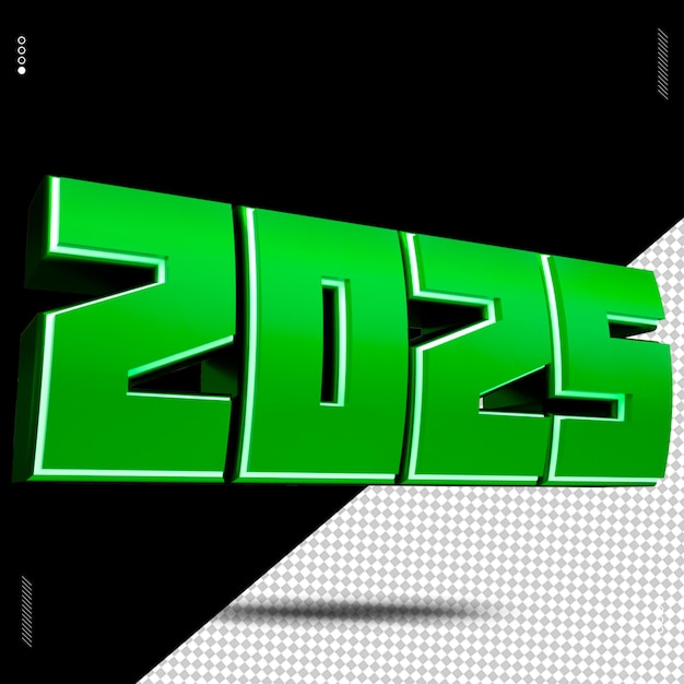 PSD 3d render número 2025 fuente verde