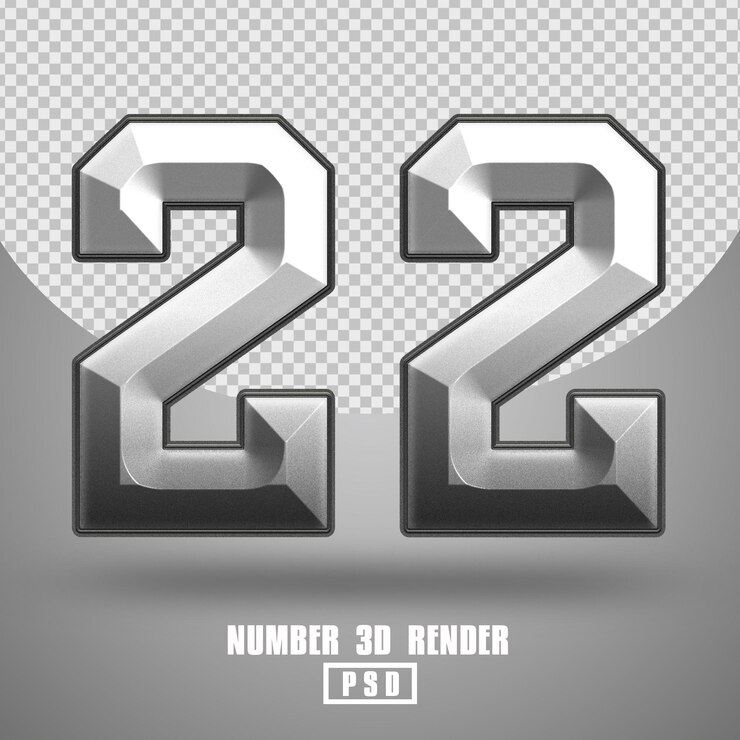PSD 3d render número 22 estilo metal