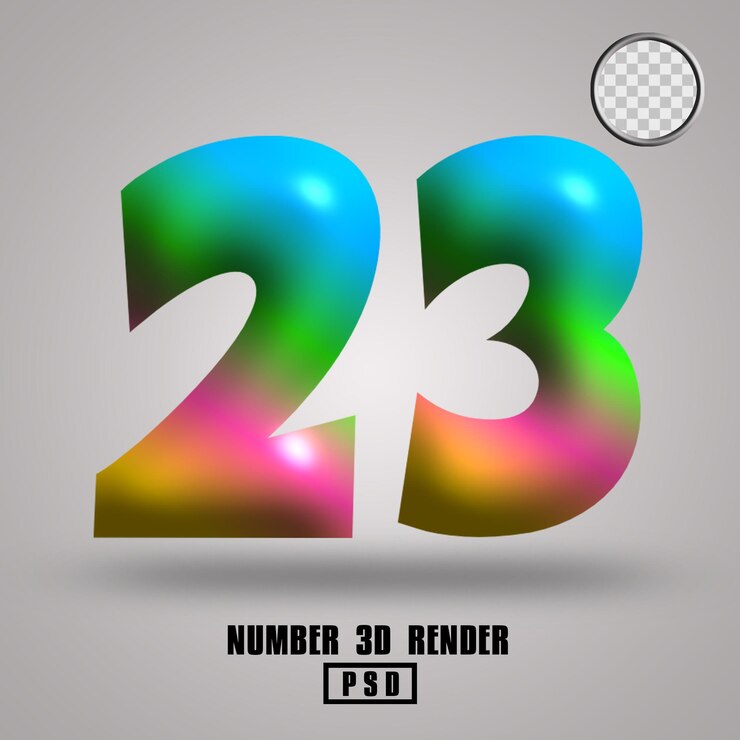 PSD 3d render número 23 color chicle