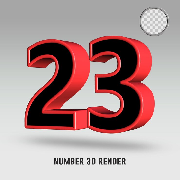 PSD 3d render número 23 color rojo negro