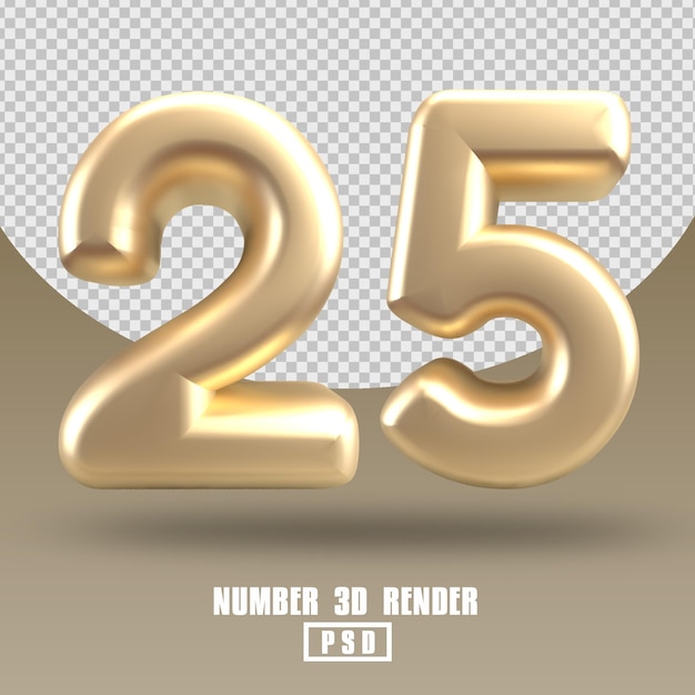 3D render número 25 estilo dorado