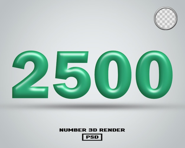 3D render número 2500 tosca color brillante