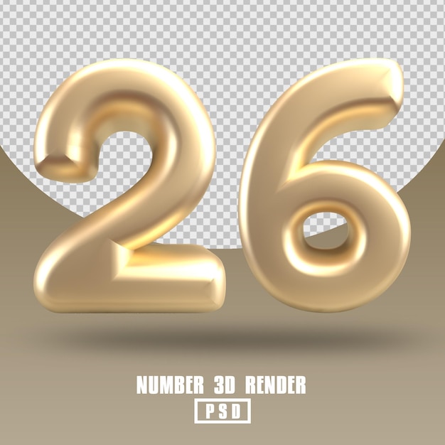 3D render número 26 estilo dorado
