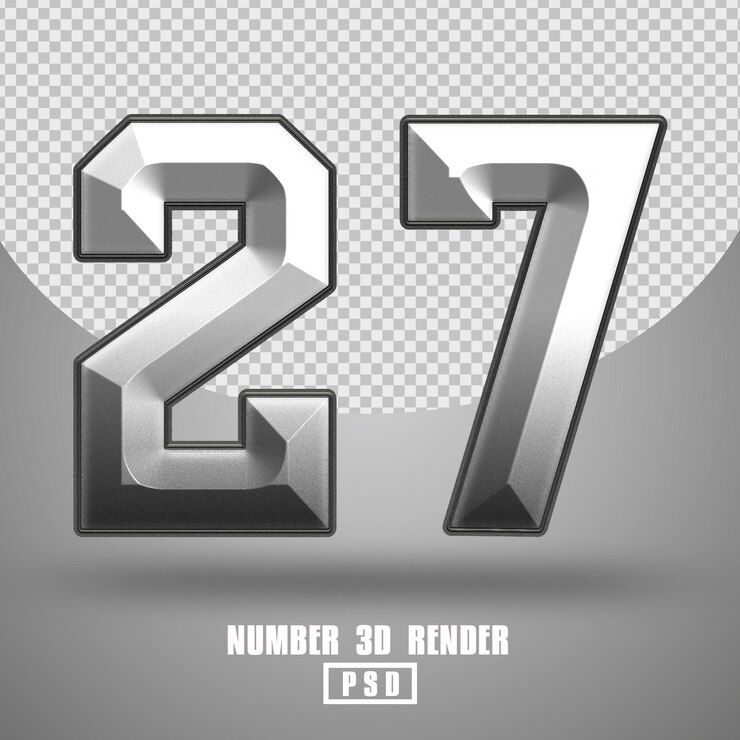 PSD 3d render número 27 estilo metal