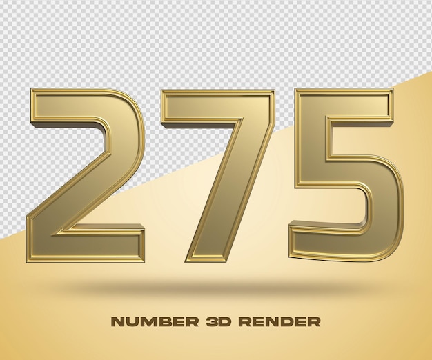 3d render número 275 color dorado