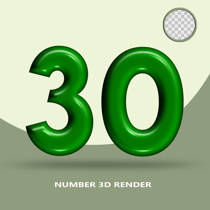 PSD 3d render número 30 color de botella verde