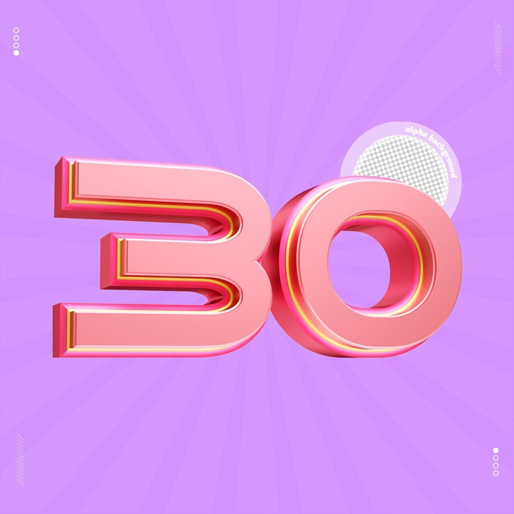 PSD 3d render número 30 fonte rosa