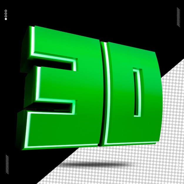 3d render número 30 fuente verde