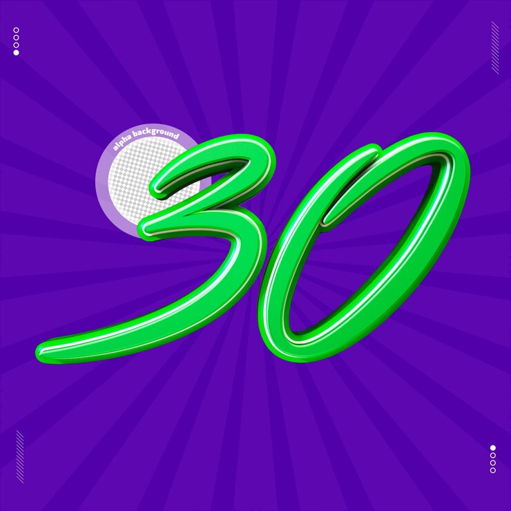 PSD 3d render número 30 fuente verde