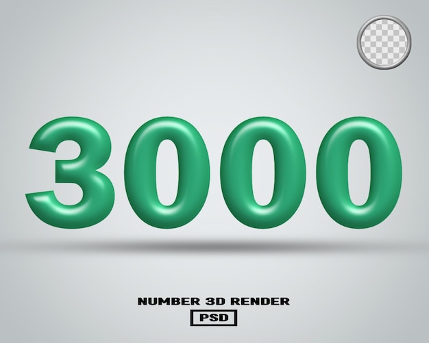 3D render número 3000 tosca color brillante