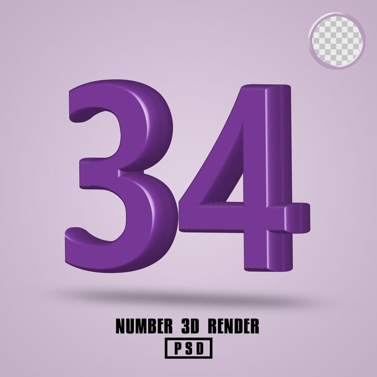PSD 3d render número 34 color violeta