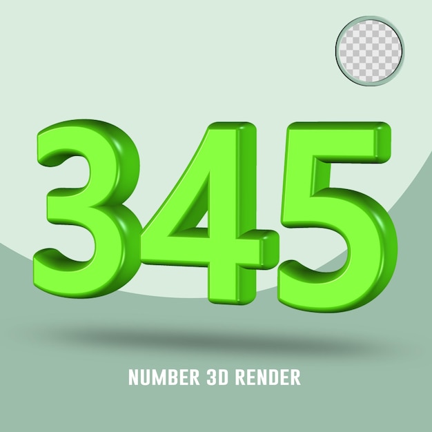 PSD 3d render número 345 color verde claro