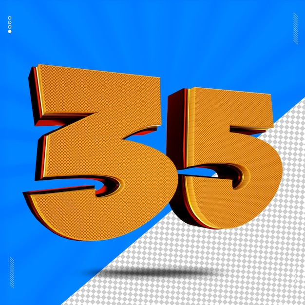 3d render numero 35 font wafer