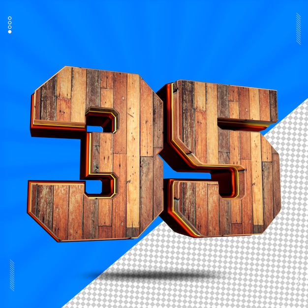 PSD 3d render número 35 fuente madera