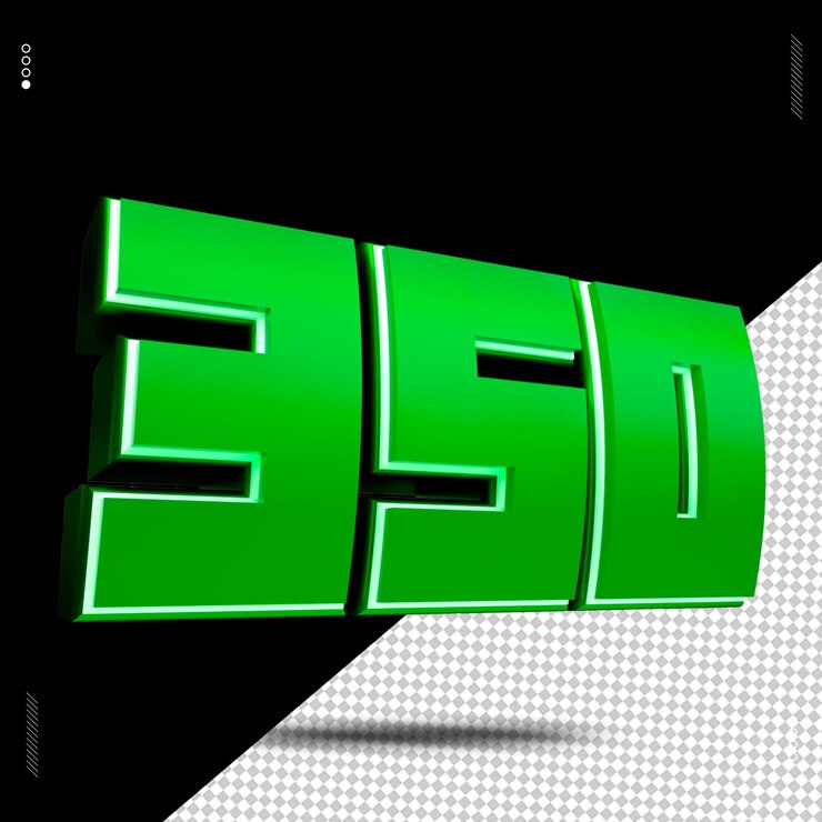 PSD 3d render número 350 fuente verde