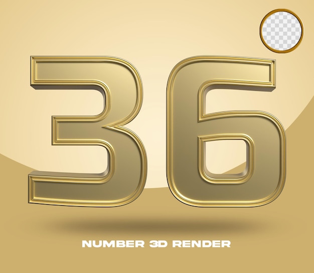 3d render número 36 oro