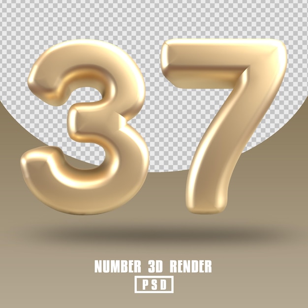 PSD 3d render número 37 estilo dorado