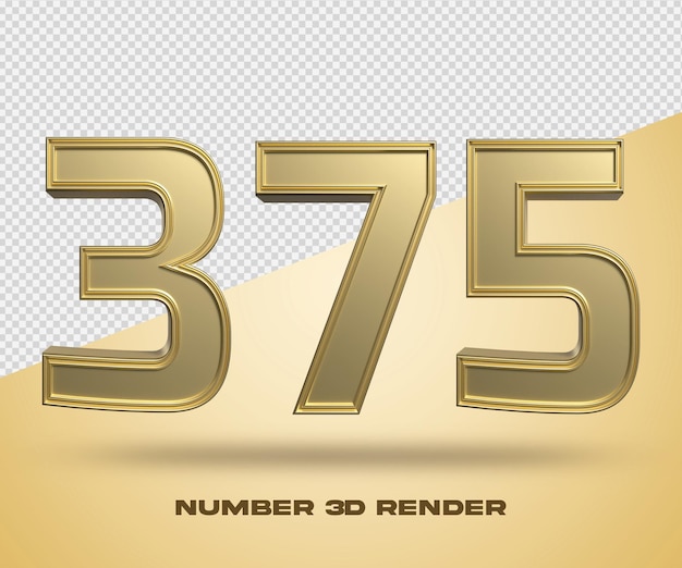 3D render número 375 cor de ouro