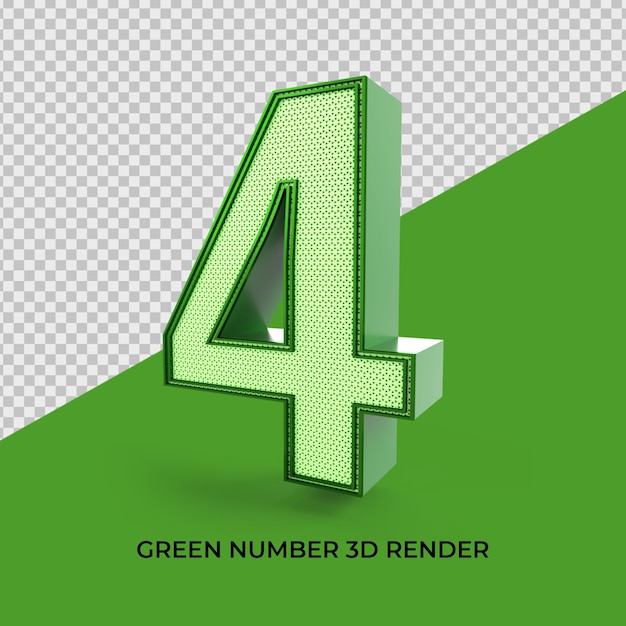 3d render número 4 cor verde