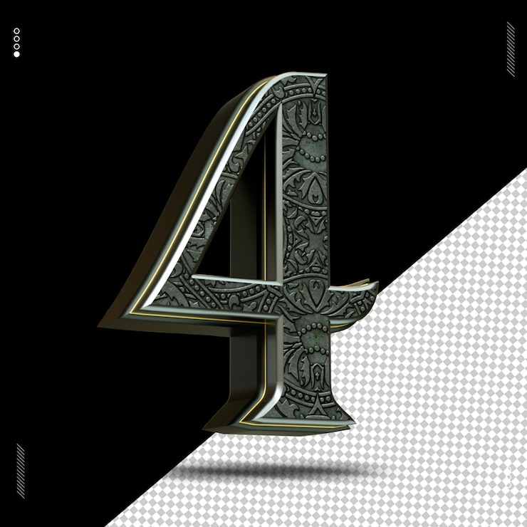 PSD 3d render número 4 fuente medieval