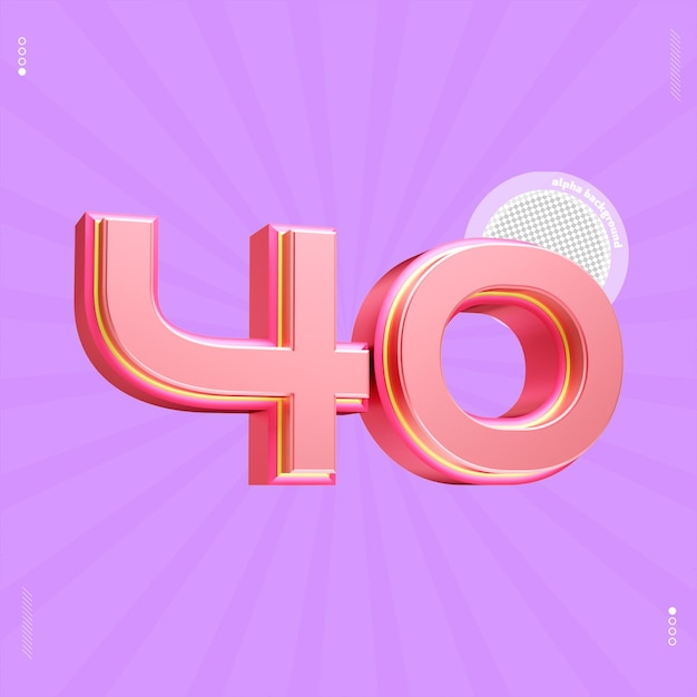 PSD 3d render número 40 fuente rosa