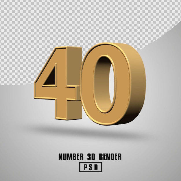3D render numero 40 stile oro