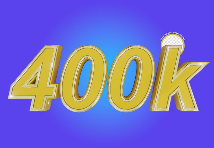 PSD 3d render número 400k oro estilo