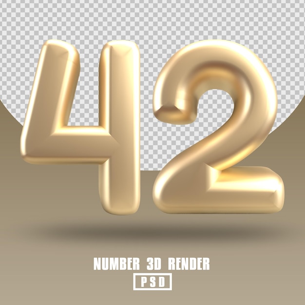 3D render número 42 estilo dorado