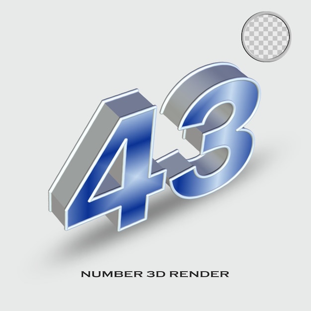 3D render número 43 color degradado plateado y azul