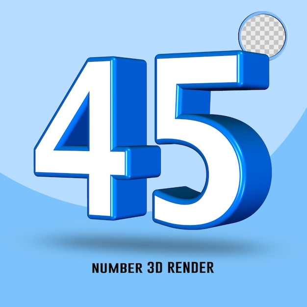 3d render número 45 color blanco azul