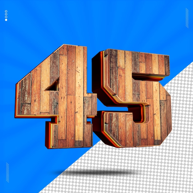 PSD 3d render número 45 fuente madera