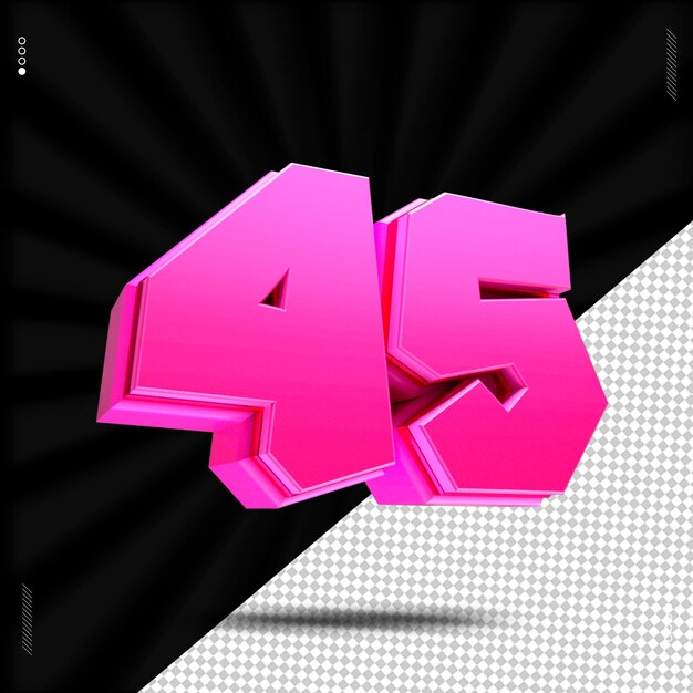 3d render número 45 fuente rosa