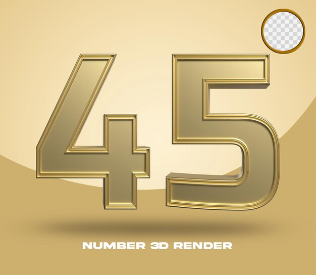 3d render número 45 oro