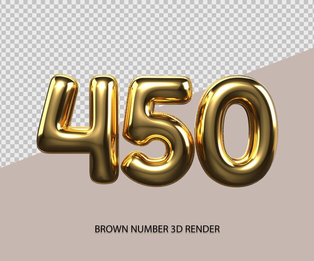 3D Render número 450 estilo dorado transparente para precio, número de conteo