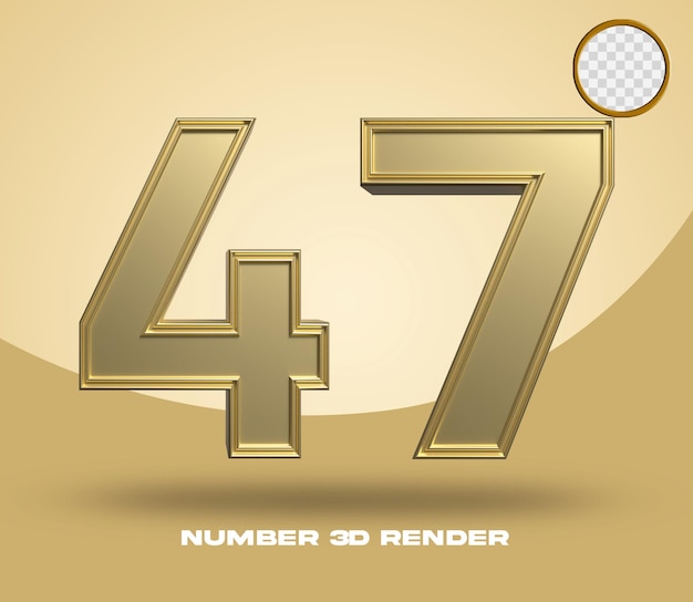 PSD 3d render número 47 oro