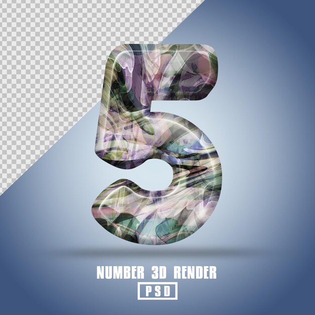 3D render número 5 con color de textura líquida abstracta