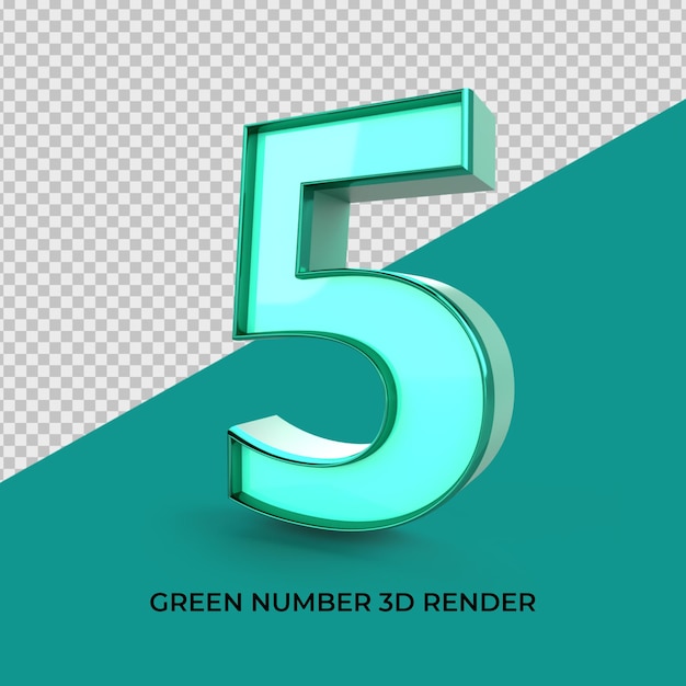 3d render número 5 color verde